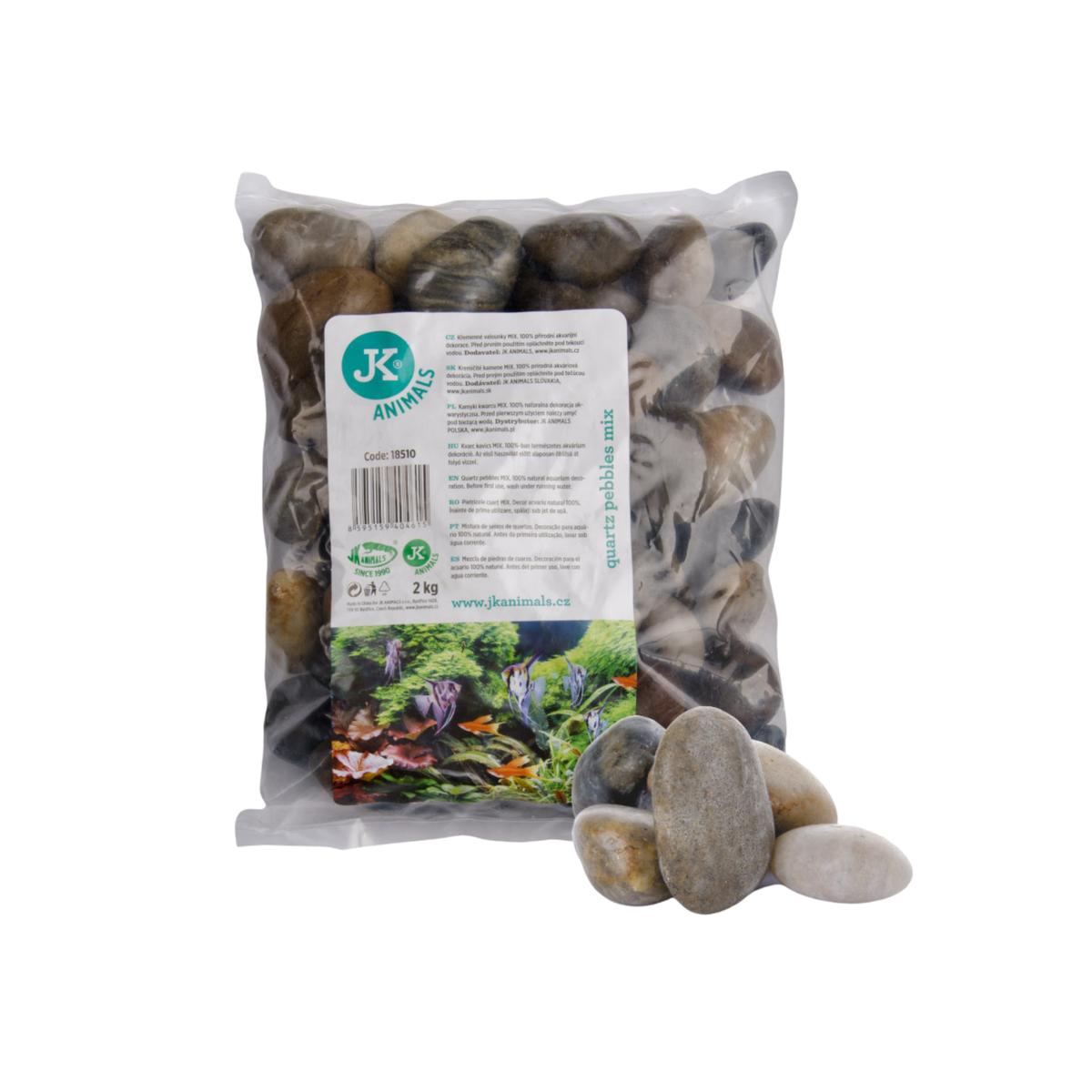 JK Animals Mixed quartz pebbles, 2 kg