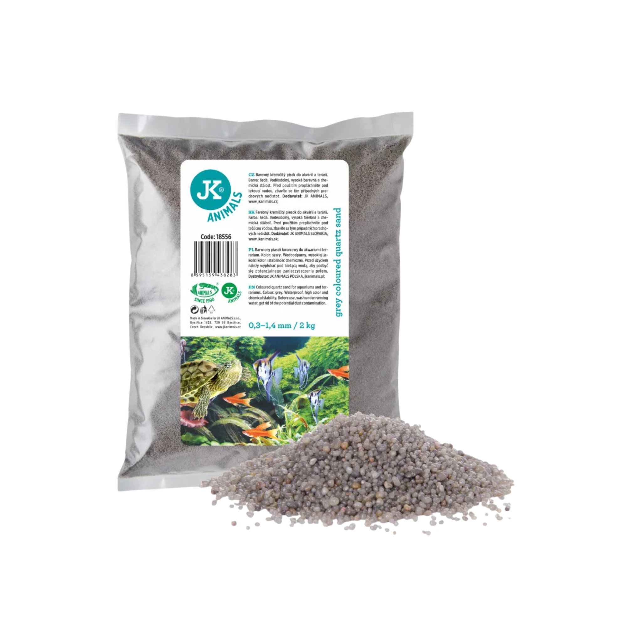 JK Animals Grey Silica Sand for Aquariums & Terrariums (0,3-1,4mm) 2kg