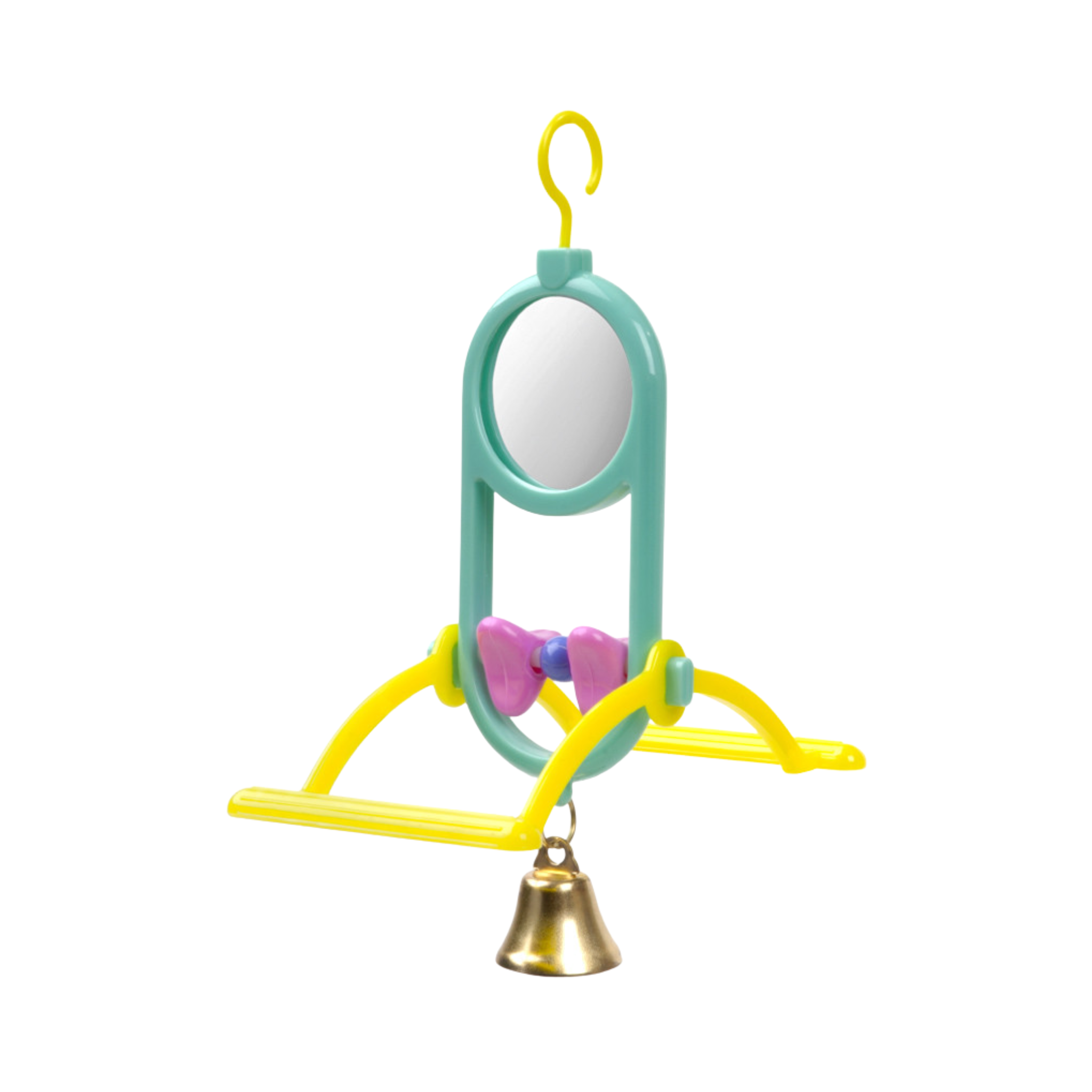 Jk Animals Plastic Bird Toy Swing with Mirror and Bell