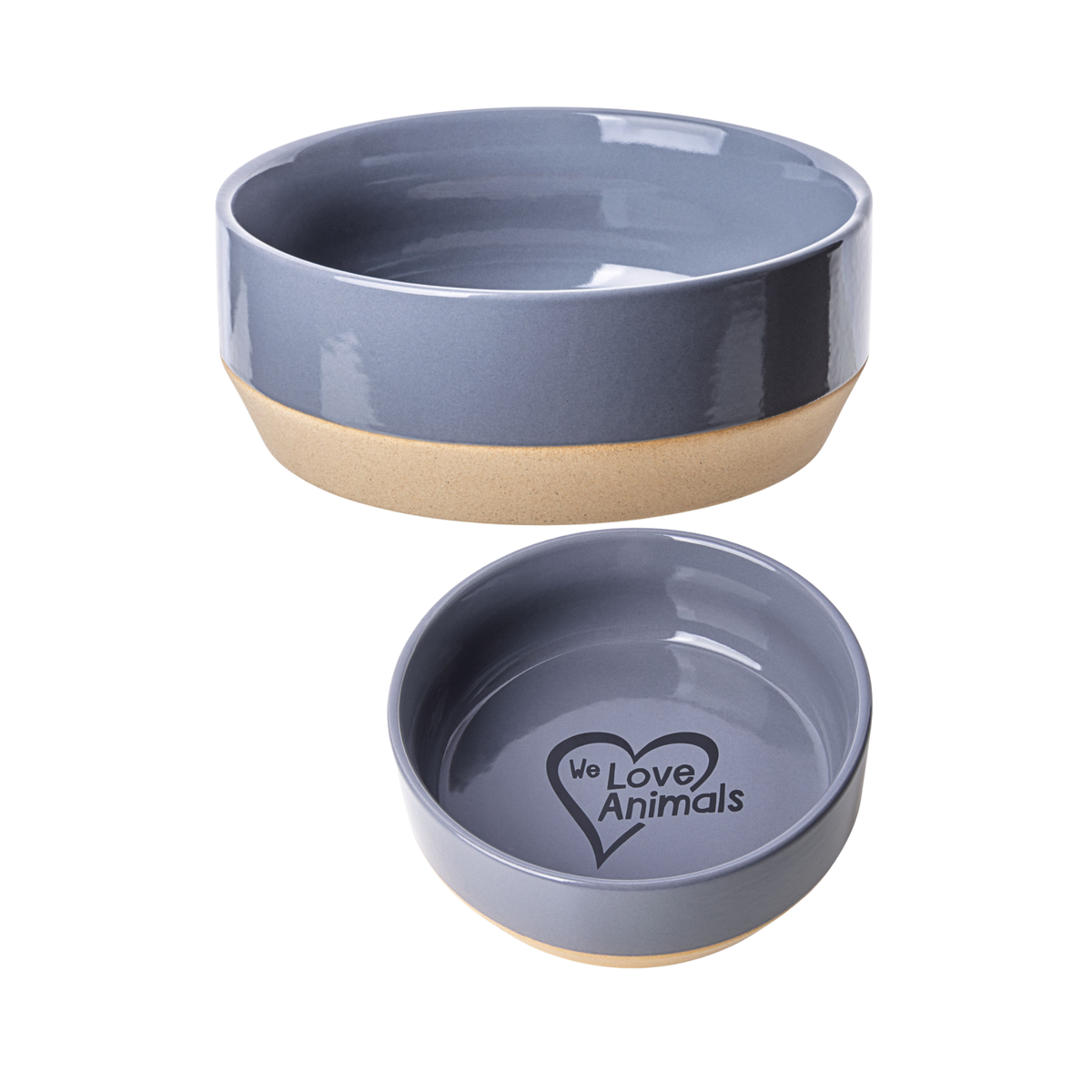 JK Animals Yum Dark-Grey-Love Ceramic Bowl, 850 ml (16.5cm)