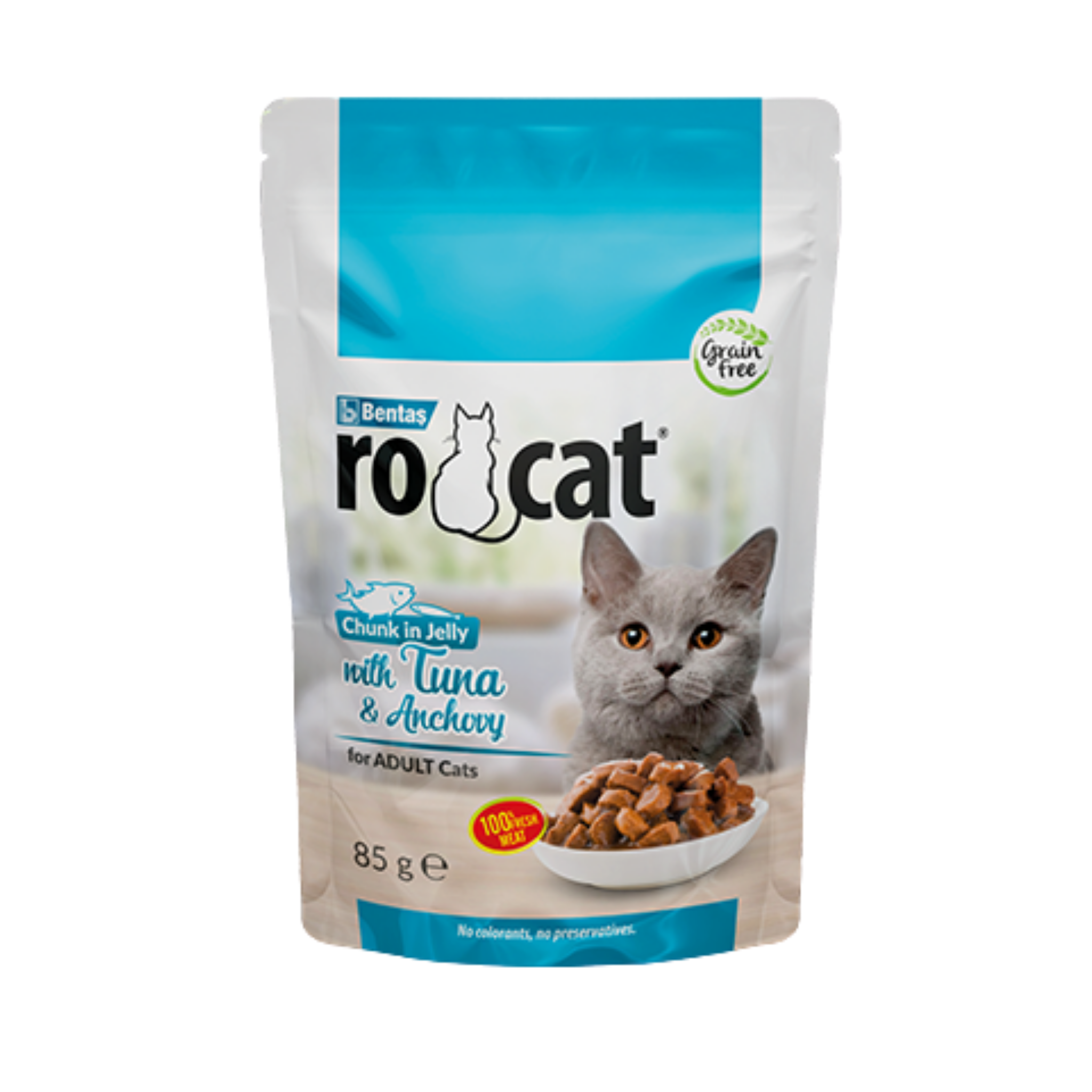 Bentas RoCat Adult Cat Chunk in jelly with Tuna & Anchovy 85g in pouch