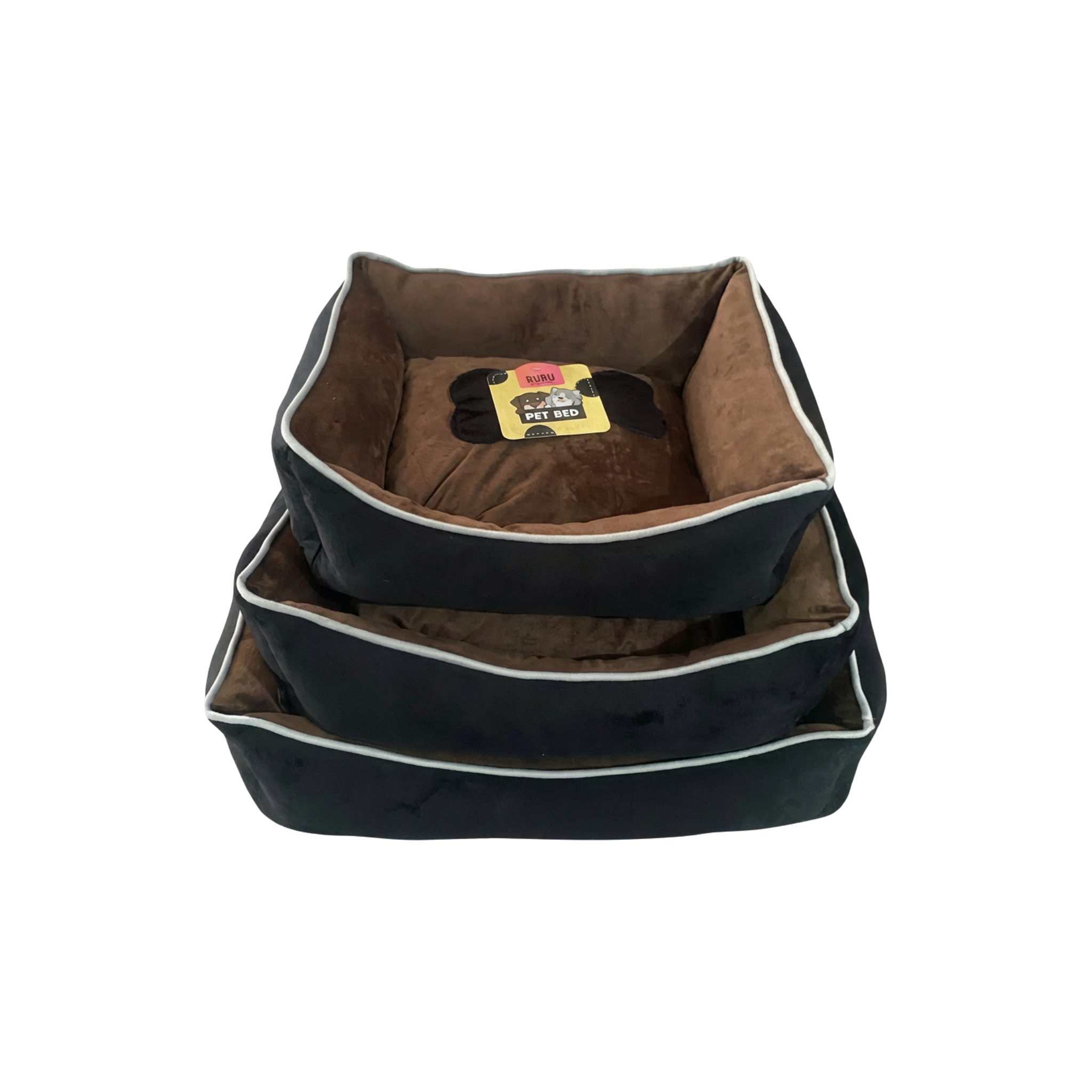 Bubu Pets Rectangular Pet Bed Bone Brown Small