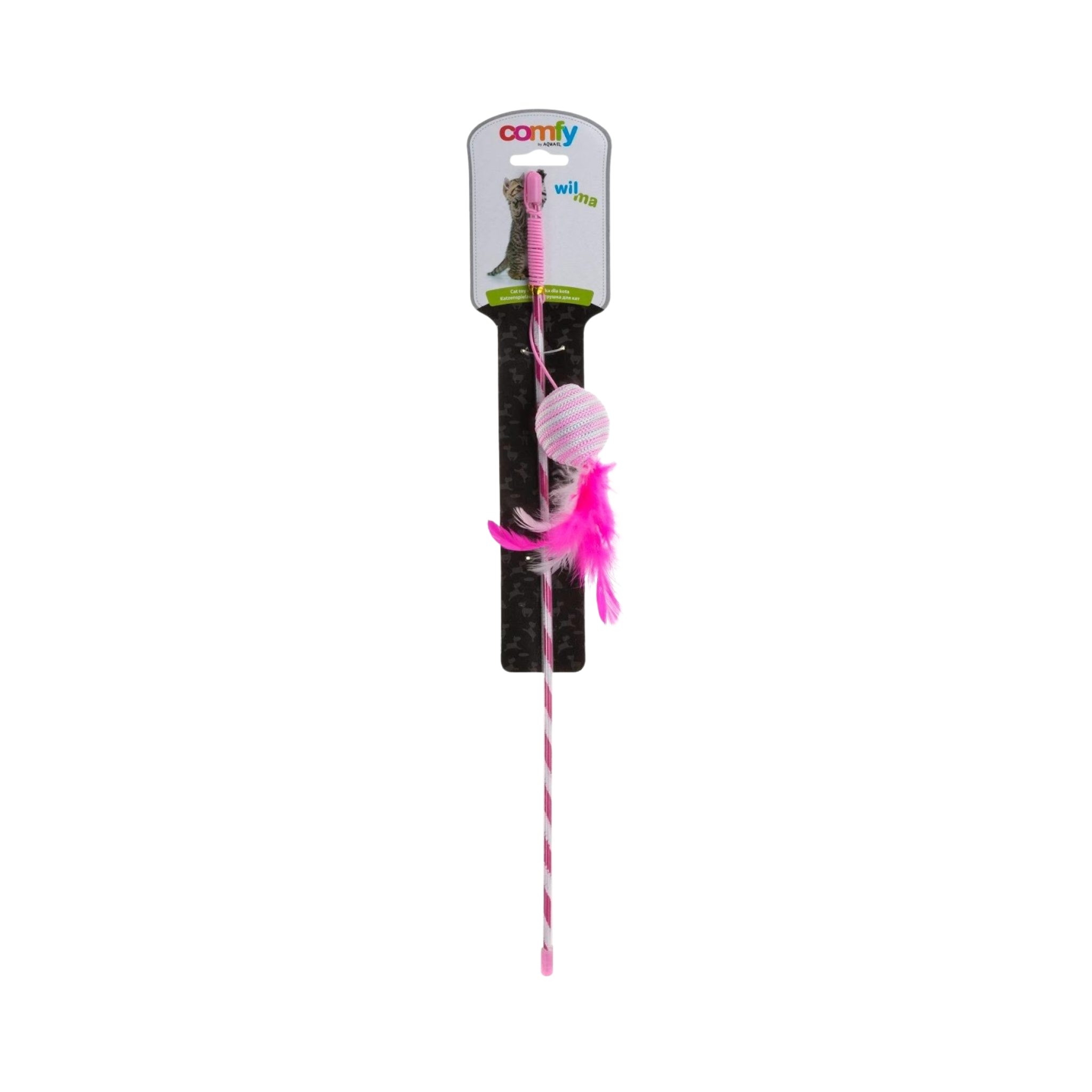 Comfy Toy Cat Wilma Feather with Ball Pink 46cm