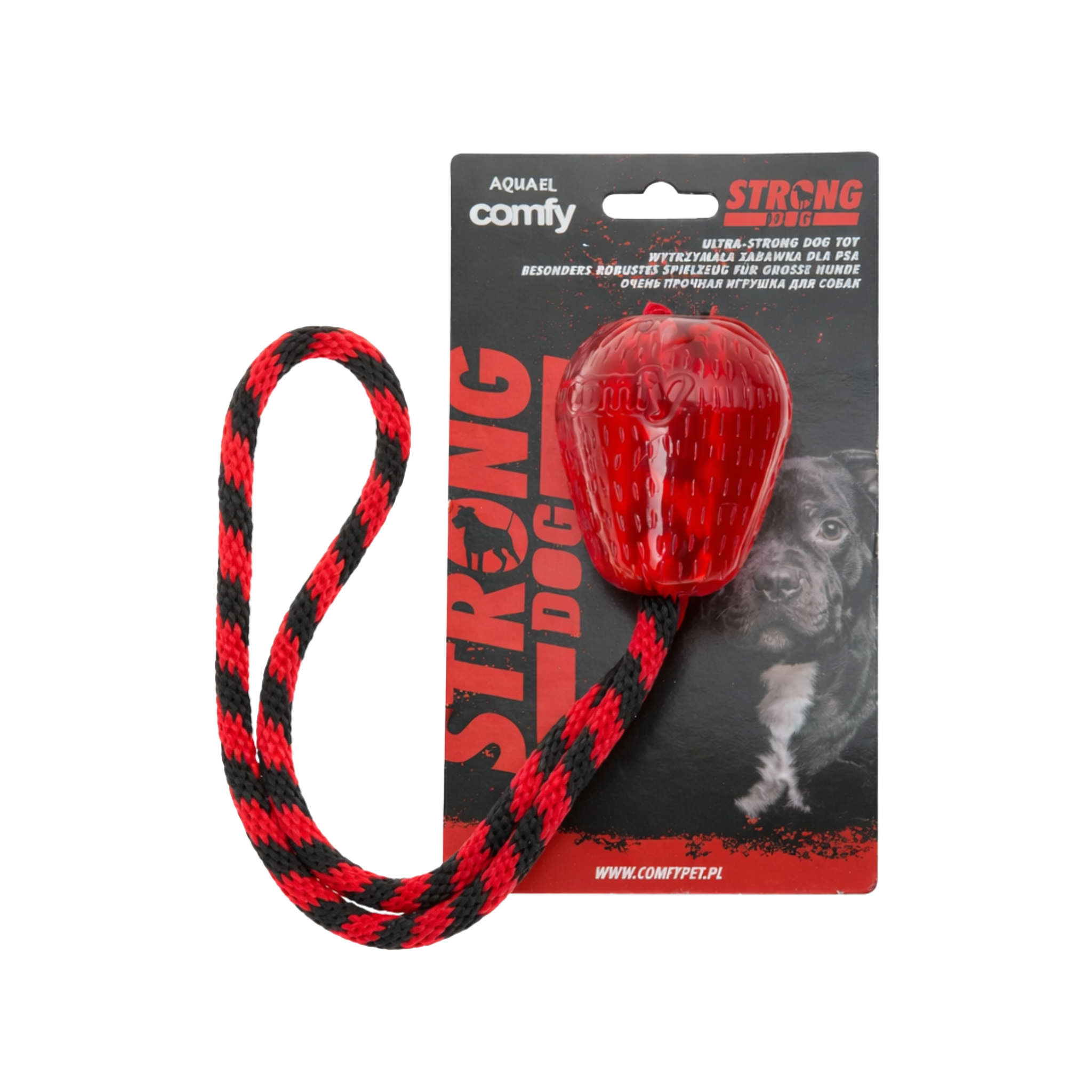 Comfy Toy Strong Dog Strawberry + Rope
