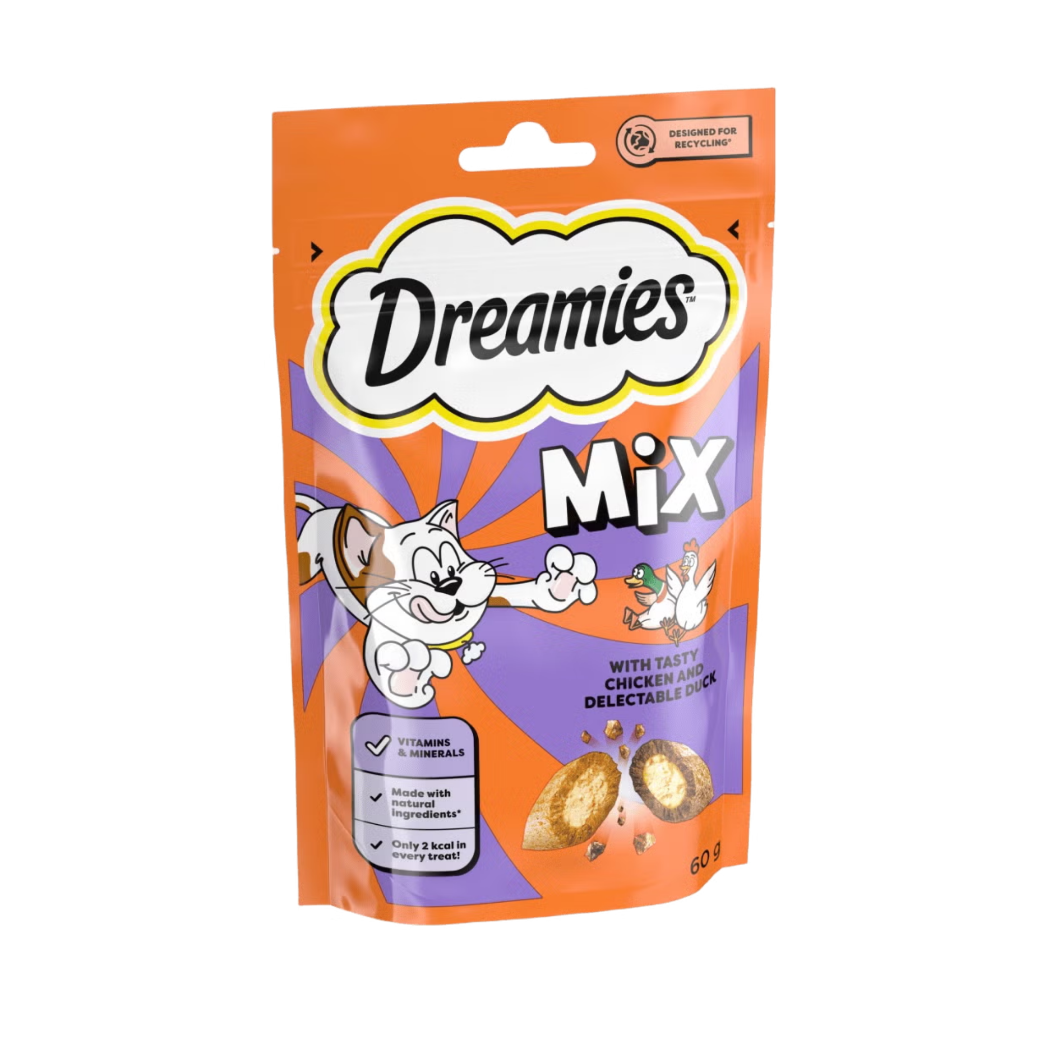 Dreamies Cat Treat Mix Chicken & Duck Flavour 60g in pouch