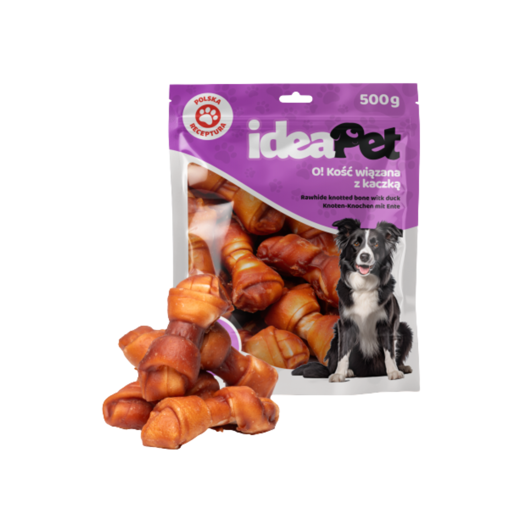 IdeaPet Rawhide Knotted Bone with Duck 500g