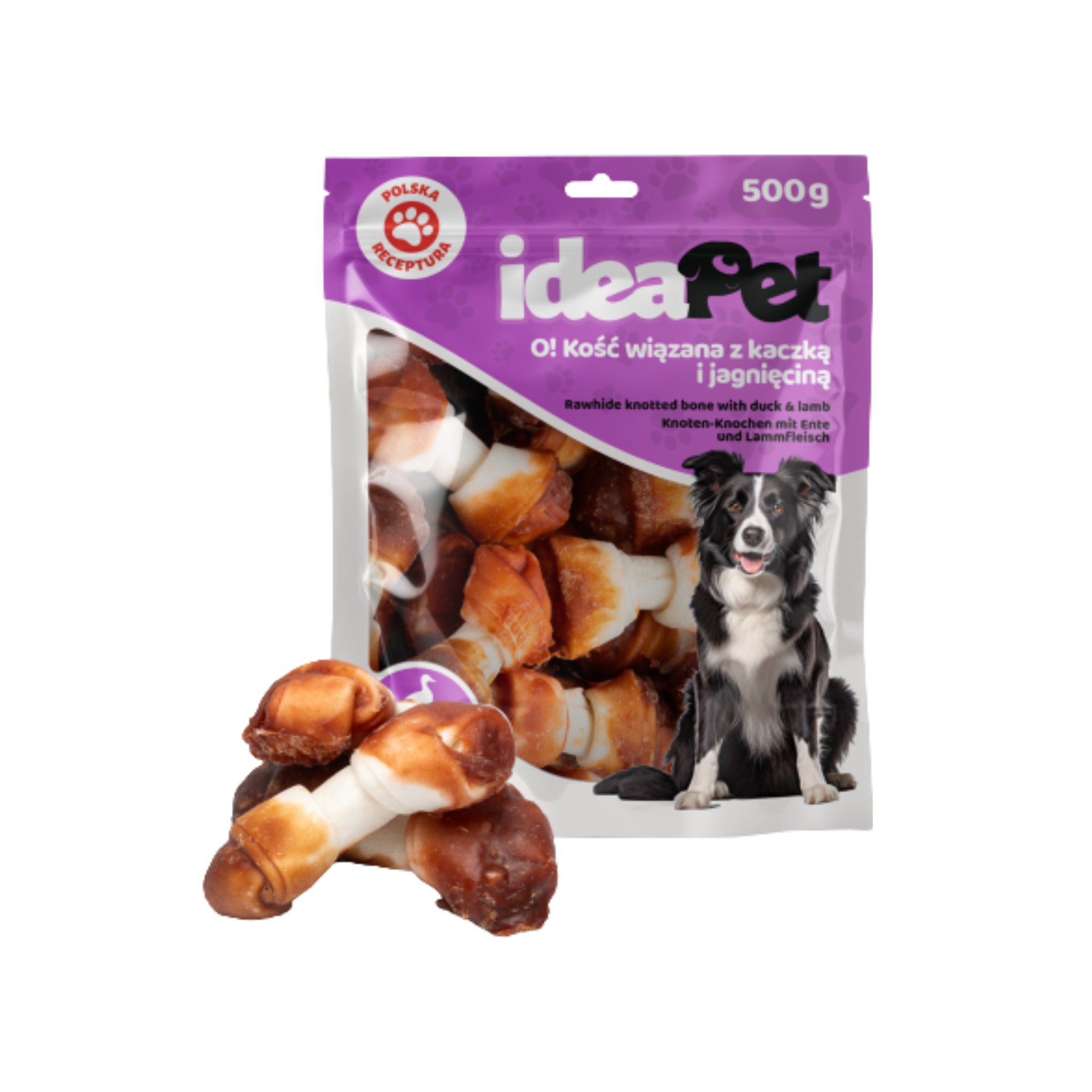 IdeaPet Rawhide Knotted Bone with Duck & Lamb 500g