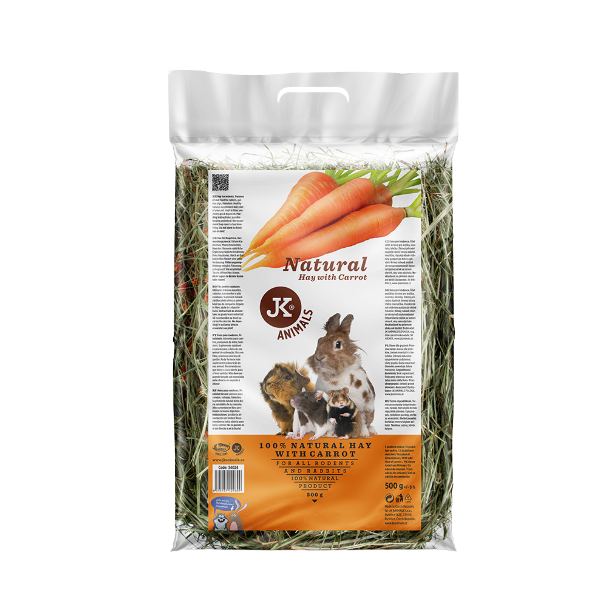 JK Animals Hay with Carrots for Rodents 500g