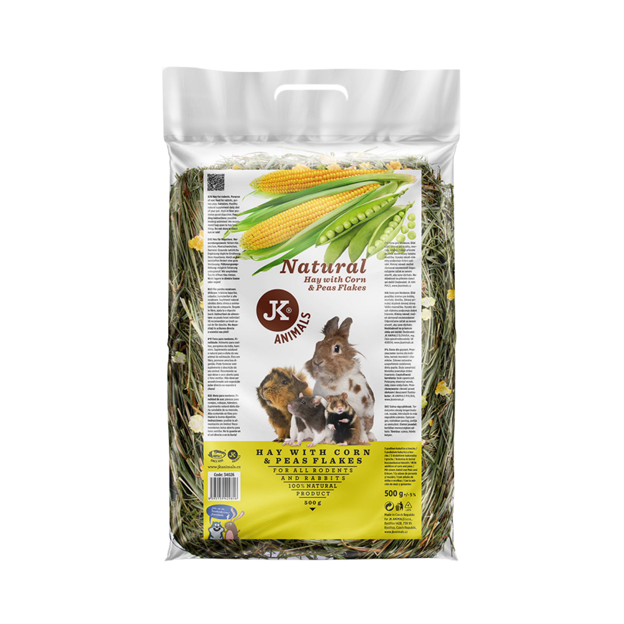 JK Animals Hay with Corn & Peas for Rodents 500g