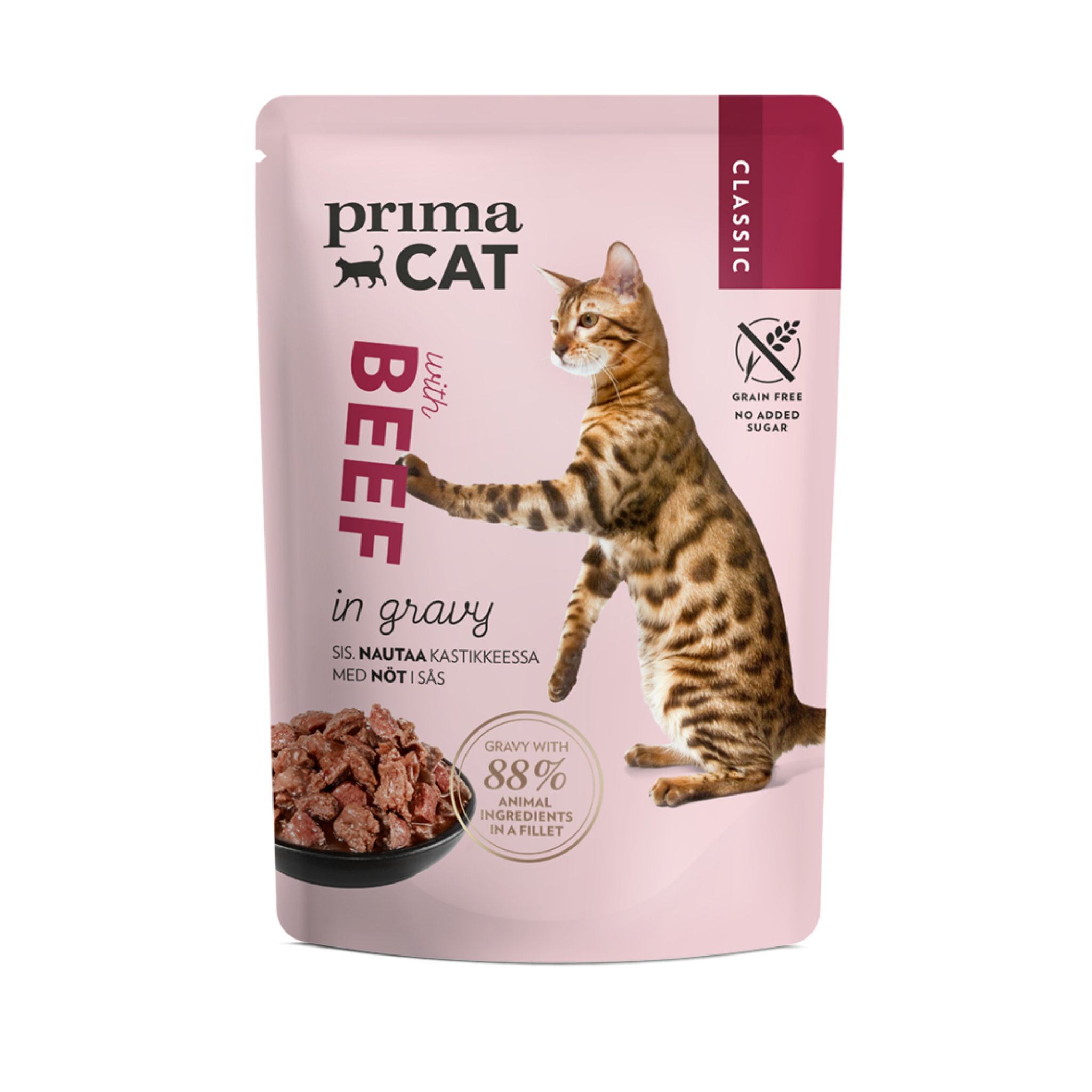 Prima Cat Classic Beef in gravy 85g in pouch
