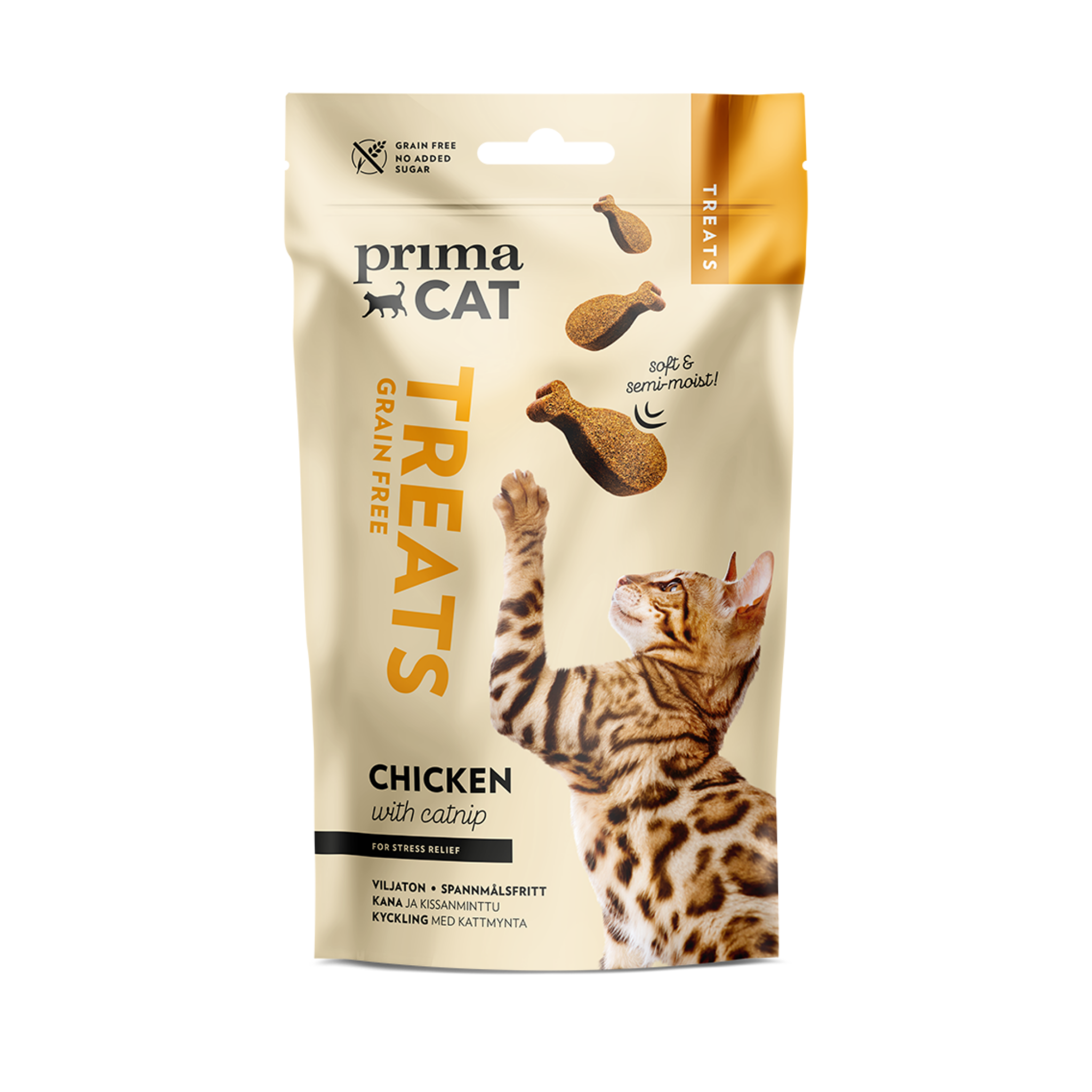 PrimaCat Grain Free Chicken with Catnip for stress relief 50g in pouch