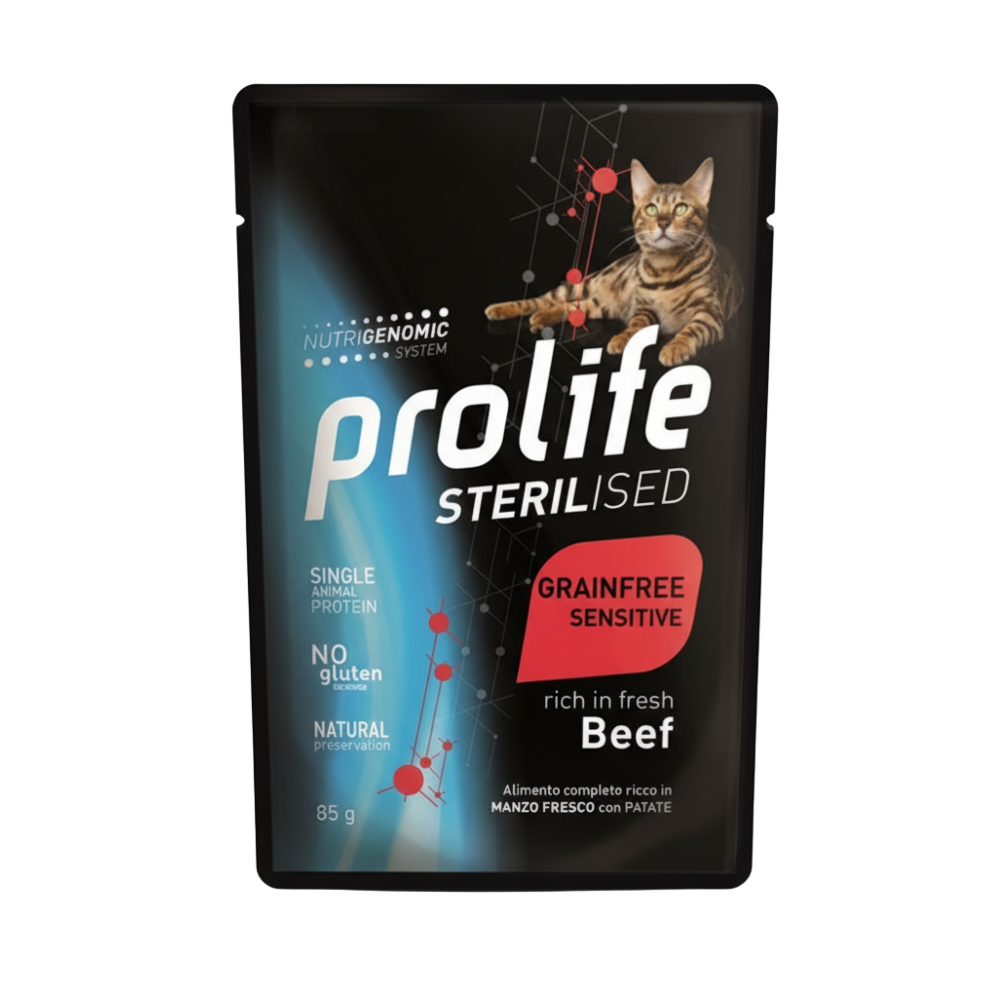 Prolife Sterilised rich in Beef 85g in pouch