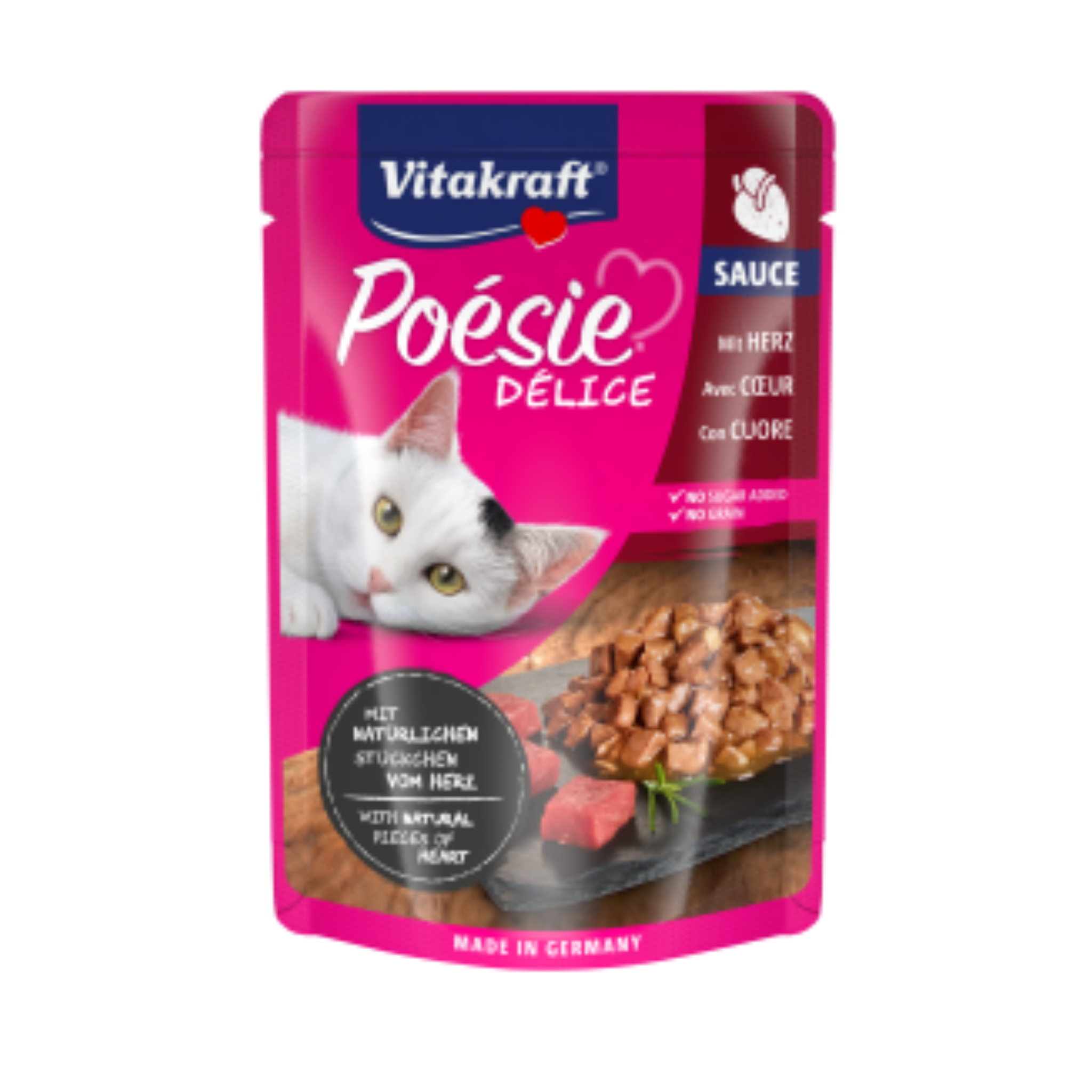 Vitakraft Poésie Délice Beef Hearts in Sauce 85g in pouch