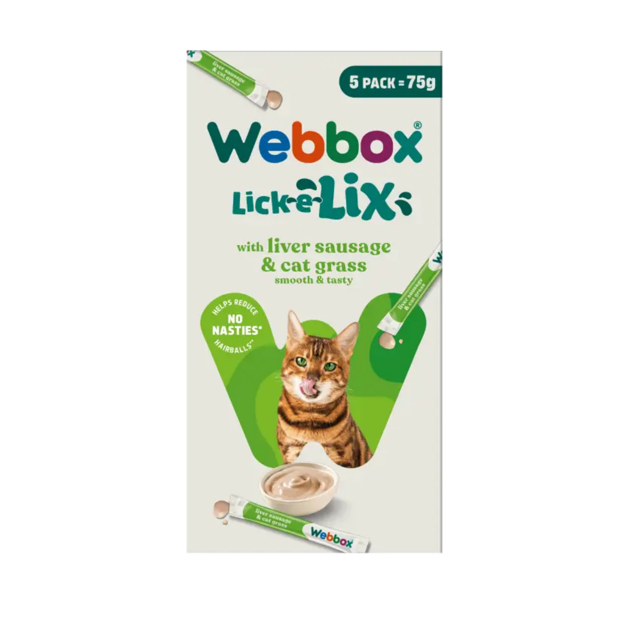 Webbox Lick-e-Lix Sausage & Cat Grass Cat Treats 75g
