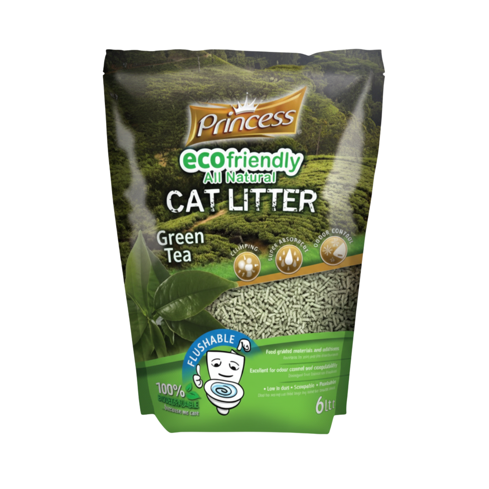 Princess EcoFriendly Cat Litter Green Tea 6 lt